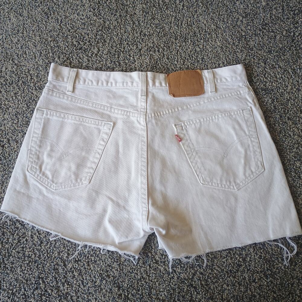 Levi's Vintage White Denim Cut Off Jean Shorts Jorts Western Fest Faded 34x3.5